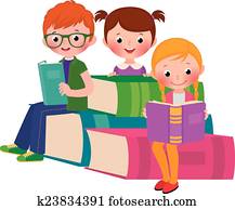 enfants, lecture, livres