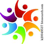 feliz, equipo, 6 personas, imagen, logotipo