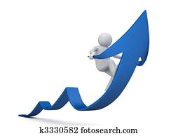 montando, azul, seta, de, sucesso