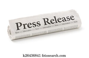 Rolled newspaper with the headline Press Release Rolled newspaper with the headline Press Release