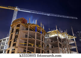 建造建筑物, 站點, 夜間