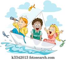 Children on Paper Boat Children on Paper Boat