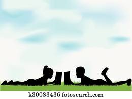 enfants, lecture, les, book.