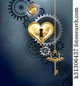 Mechanical heart with key Mechanical heart with key