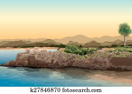 praia, vista praia, vista