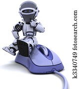 robot with a computer mouse robot with a computer mouse