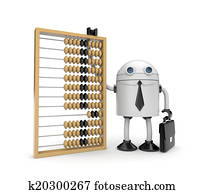 roboter, mit, rechenbrett