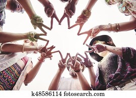 Star shape from friend's hands