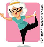 בכור, גברת, ב, יוגה מניחה, וקטור, ציור היתולי