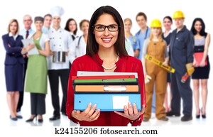 סטודנט, אישה, עם, books.