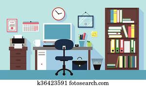 arbeitsplatz, in, büro, zimmer