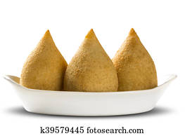 Brazilian deep fried chicken snack, popular at local parties. Served with chili sauce.