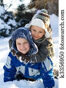 Children Playing In Snow