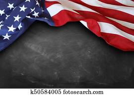 Flag on blackboard Flag on blackboard