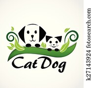 gato, e, cão, filhotes cachorro, logotipo