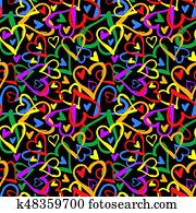 Gay pride rainbow colored hearts seamless pattern. Gay pride rainbow colored hearts seamless pattern.