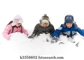 Happy Kids In Snow