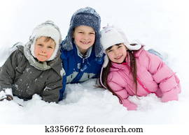 Happy Kids In Snow