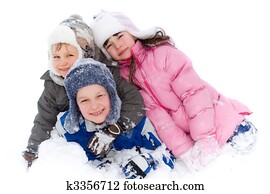 Happy Kids In Snow