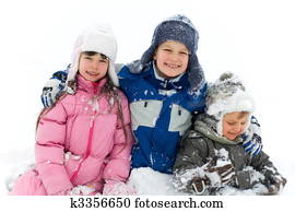 Happy Kids In Snow