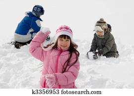 Kids Playing On a Winter Day