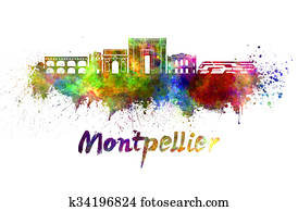 Montpellier skyline in watercolor