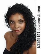 mujer africana, con, pelo rizado