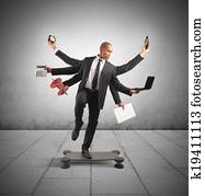 Multitasking businessman Multitasking businessman