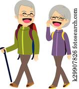 Senior Couple Climbing