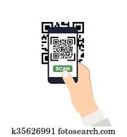 Smartphone with QR code Smartphone with QR code