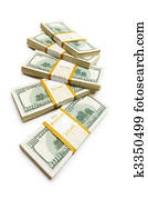 Ten thousand dollar stacks on the white Ten thousand dollar stacks on the white