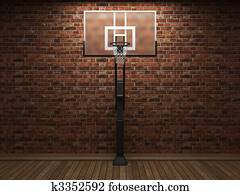 ישן, קיר של לבנה, ו, כדור סל