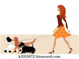 ללכת, עם, כלבים