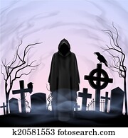 Angel of death in the cemetery Angel of death in the cemetery