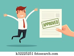 Approved application and happy man