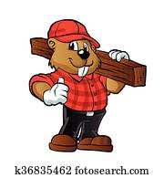 biber, halten, a, planke, von, holz biber, halten, a, planke, von, holz