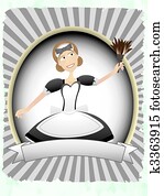 Cartoon Maid with Duster Cartoon Maid with Duster