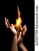 Flaming hands Flaming hands
