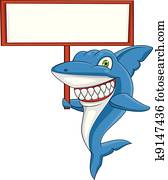 Shark with blank sign Shark with blank sign