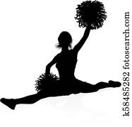 silueta, cheerleader, gráfico