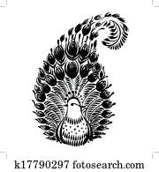 decorativo, silueta, de, um, floral, paisley