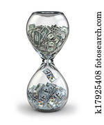 Deposit or investment. Growth of the dollar. Hourglass.