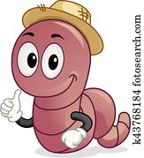 Mascot Worm Farmer Straw Hat Mascot Worm Farmer Straw Hat