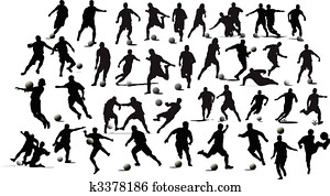 Soccer players. Black and white Vector illustration for designers Soccer players. Black and white Vector illustration for designers