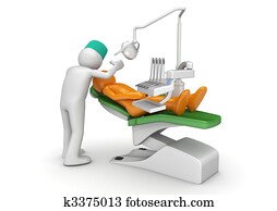 tannlege, og, pasient, inn, dental stol