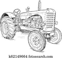 Vector Artistic Drawing Illustration of Old Tractor Vector Artistic Drawing Illustration of Old Tractor