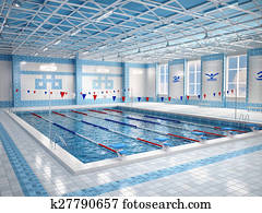 3d illustration of interior of public swimming pool 3d illustration of interior of public swimming pool