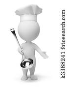 3d, pequeno, pessoas, -, cozinheiro