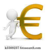 3d, pequeno, pessoas, -, sinal euro