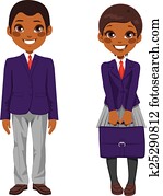 afrikanischer amerikaner, studenten, uniform afrikanischer amerikaner, studenten, uniform
